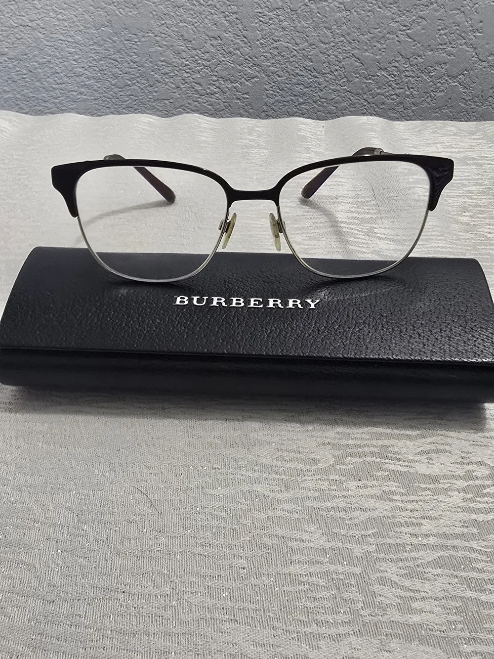 Burberry Alma Cat-Eye Glasses in Bordeaux and Light Gold